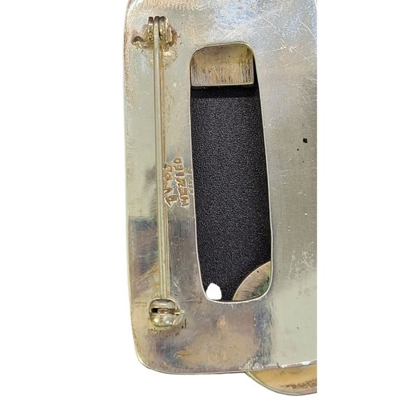 VTG Mexico Sterling Silver abstract Square Brooch Pin - Picture 3 of 4